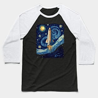Starry Night Rocket Launch Space Gifts Science Gifts Space Baseball T-Shirt